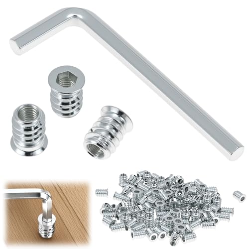 QWORK® 100 Stück M6x15mm Einschraubmutter, Einschlagmuttern, für Holzmöbel, Schränke von QWORK