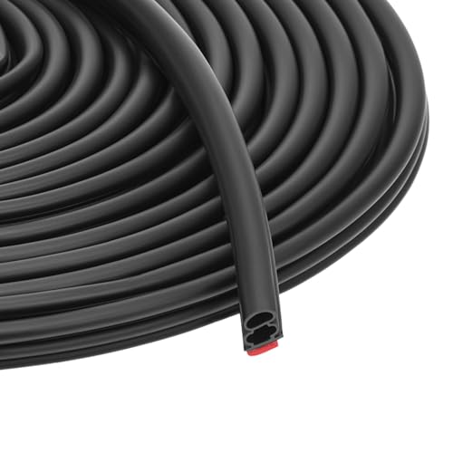 QWORK® 10M Türdichtung Selbstklebend Selbstklebend 12mm x 12mm Schwarz für Türrahmen & Fensterisolierung - Flexibel und Wasserdicht von QWORK