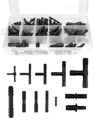 QWORK® 113 STK Schlauchverbinder Set - 12 Größen T Stück Gerade Stück und Reduzierstück - für Scheibenwaschanlage Schlauch, Gartenschläuche und Bewässerungssystem von QWORK