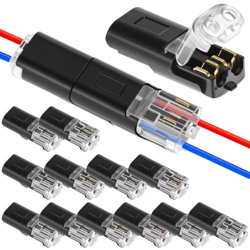 QWORK® 12 Stück 2-Polig Kabel Steckverbinder Stecker - Steckverbindung - Wasserdicht & Hitzebeständig - für 18-24AWG LED-Lichtstreifen-Verlängerungskabel von QWORK