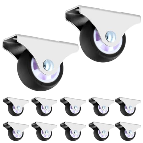 QWORK® 12er-Set Möbel Bockrollen - 38 mm Durchmesser TPE-Rad - Belastbarkeit 45 kg - für Wohnbereich und Kleinmöbel von QWORK