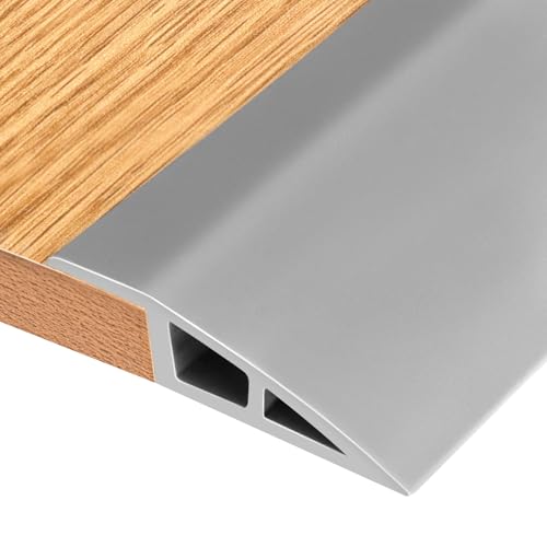 QWORK® 1M x 5CM PVC Türschwellen Leiste für 5 bis 10mm Unebenheiten, Übergangsprofil Selbstklebend, Kratzfest und Einfach zu Installieren von QWORK