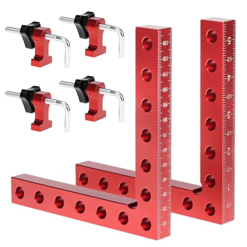 QWORK® 2 Set 90 Grad Positionierwinkel Aluminiumlegierung Winkelspanner Eckenspanner für Holzbearbeitungs, Schränke, Bilderrahmen, Boxen (140 mm) von QWORK