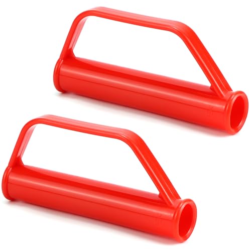 QWORK® 2 Stück 25 mm Sicherheitsgriffe für Sackkarren Transportkarre - Ersatzgriffe mit Anstoßschutz - Rote Stapelkarren Griffe von QWORK