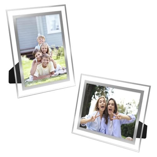 QWORK® 2 Stück Bilderrahmen 15x20 cm, Glasbilderrahmen, Fotorahmen mit doppeltem Verwendungszweck, für Hochzeit, Geburtstage von QWORK