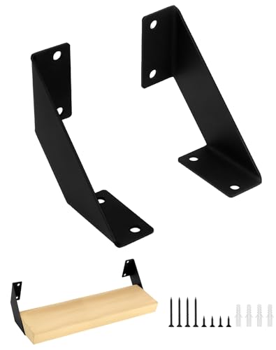 QWORK® 2 Stück Schwarz Regalträger Regalhalterung, Schwerlast Metall Wandhalterungen für Wandregale - 10cm von QWORK