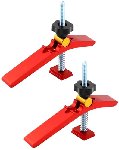 QWORK® 2 Stück T Nut Schiene Schnellspannklemmen - M8 - Niederhalter Klemm - Holzbearbeitung Werkzeug von QWORK