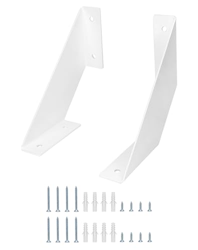 QWORK® 2 Stück Weiße Regalträger Regalhalterung, Schwerlast Metall Wandhalterungen für Wandregale - 15cm von QWORK