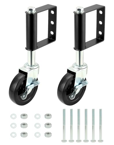 QWORK® 2 Stücke 10cm Federbelastete Torrollen, Schwerlastrollen, 100 kg Tragfähigkeit, mit seitlicher Feststellbremse von QWORK