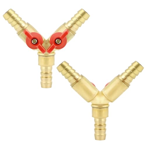 QWORK® 2 Stücke 3 Wege Schlauchverbinder, Splitter, Messing und Zinklegierung, 10 mm, Kugelhahn, T-Schlauchverbinder für Tischlerarmatur Luft Wasser Gas von QWORK