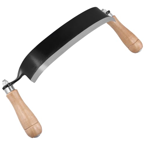 QWORK® 250 mm Zugmesser Reifmesser mit Hohe Schärfe, Gehärteter Hohlschliffklinge, Ergonomischen Holzgriffen (Gebogen) von QWORK