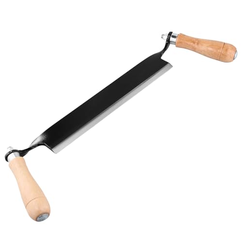 QWORK® 250 mm Zugmesser Reifmesser mit Hohe Schärfe, Gehärteter Hohlschliffklinge, Ergonomischen Holzgriffen (Gerade) von QWORK