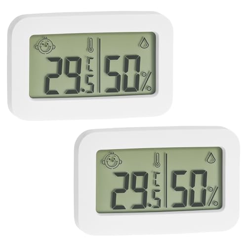 QWORK® 2er-Pack Mini Hygrometer Indoor Thermometer, 34 * 55mm, LCD-Display, für Gewächshaus, Babyzimmer, Büro von QWORK