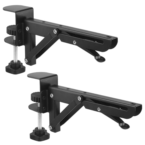 QWORK® 2er-Set Schreibtischverlängerungs Halterung mit Tischmontageclip, Abnehmbare Klapphalterung für 1 bis 5 cm Dicke Schreibtische von QWORK