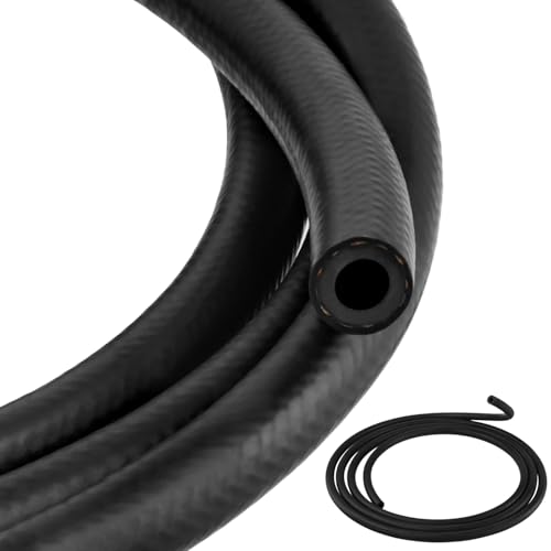 QWORK® 3 Meter Kraftstoffschlauch, 6 mm Innendurchmesser Gummi-Kraftstoffrohr-Set für Diesel, Motor und Schmieröl von QWORK