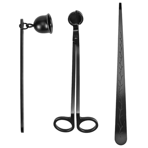 QWORK® 3 in 1 Kerzenlöscher Set, Edelstahl Dochtschere für Kerzen, Kerzenpflege-Set mit Löscher Zange und Docht-Dipper von QWORK