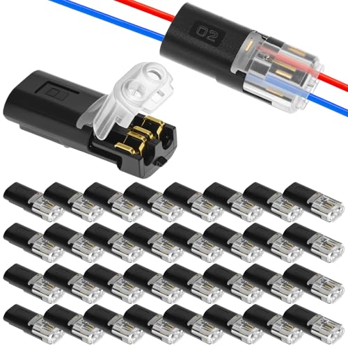 QWORK® 30 Stück 2-Polig Kabel Steckverbinder Stecker - Steckverbindung - Wasserdicht & Hitzebeständig - für 18-24AWG LED-Lichtstreifen-Verlängerungskabel von QWORK