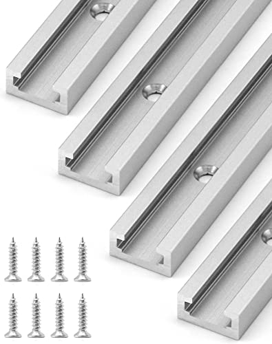 QWORK® 300mm T-Schiene T-Nut Gehrungsschiene Alu mit Doppelschnittprofil für Tischsäge Router Tisch Holzbearbeitungswerkzeug, 19 x 10 mm, 4 Stück von QWORK