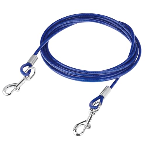 QWORK® 3m Tie-Out Leinen mit 360° Drehbarem Clip - Kausichere, wasserdichte und Rostfreie Hundeleine für Kleine bis Große Hunde von QWORK