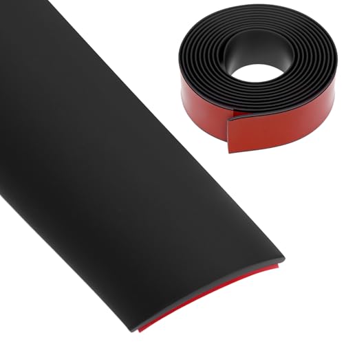QWORK® 3m Übergangsprofil selbstklebend in Schwarz - 4cm breite, flexible PVC-Abdeckleiste für Böden und Wände von QWORK