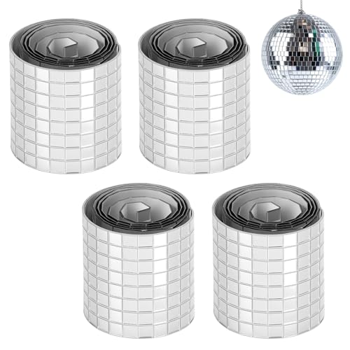 QWORK® 4 Rollen Acryl Mosaik Spiegel Selbstklebende, Mini Spiegel Aufkleber Spiegel Fliesen 5840 Stück Größe 5 x 5 mm von QWORK