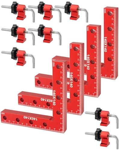 QWORK® 4 Set 90 Grad Positionierwinkel Aluminiumlegierung Winkelspanner Eckenspanner für Holzbearbeitungs, Schränke, Bilderrahmen, Boxen (140 mm) von QWORK