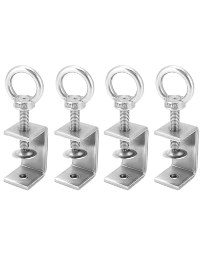 QWORK® 4 Stück 304 Edelstahl Heberinge C Klemme, Hochleistungs C Klemme, für Heimwerker Holzbearbeitung, Schweißtischlerei, Silber von QWORK