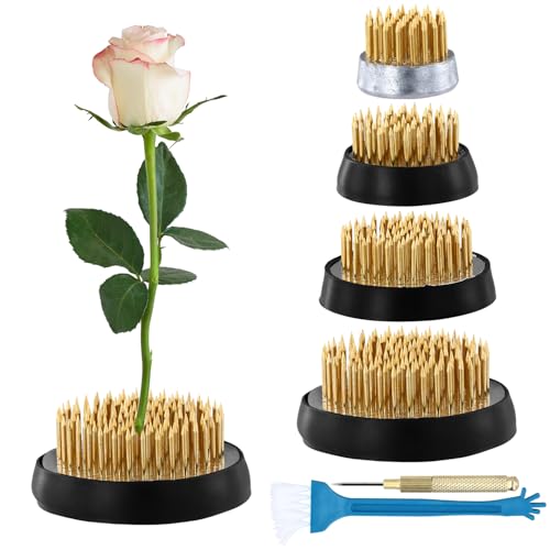 QWORK® 4 Stück Blumenigel, Blumensteckigel, Runder Blumenhalter aus Kupfer mit Edelstahlbasis, für Floristen, Büros und Teestuben von QWORK