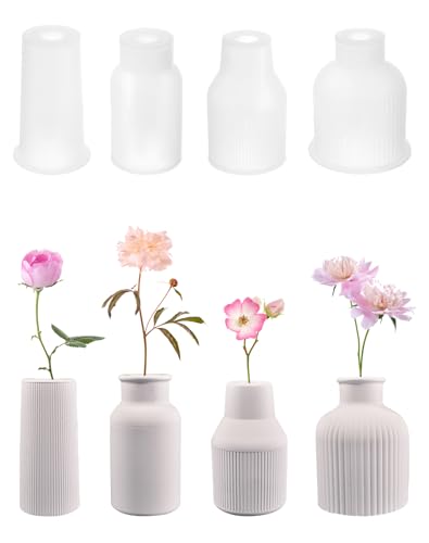 QWORK® 4 stück silikonform vase, giessform silikon, gießformen, zur herstellung von vasen, dekorationsartikel von QWORK