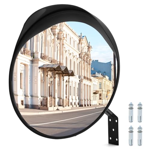 QWORK® 40 cm Sicherheitsspiegel, Verkehrsspiegel, Verkehrsspiegel für Ausfahrten, Verstellbarer Weitwinkel Verkehrsspiegel, Konvexspiegel, für Garage, Weg von QWORK