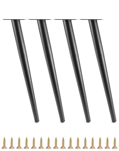 QWORK® 4er-Set Schräge Kegel Tischbeine 40 cm - Stahl Möbelbeine mit Kratzfesten Kappen für Couchtisch/Nachtständer/Schränke/Stühle von QWORK