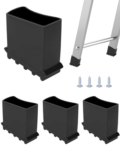 QWORK® 4er Set Universal Gummi-Leiterfüße 25x50 mm - Rutschfeste Verdicken Schutzkappen für Haushalts- und Malerleitern von QWORK