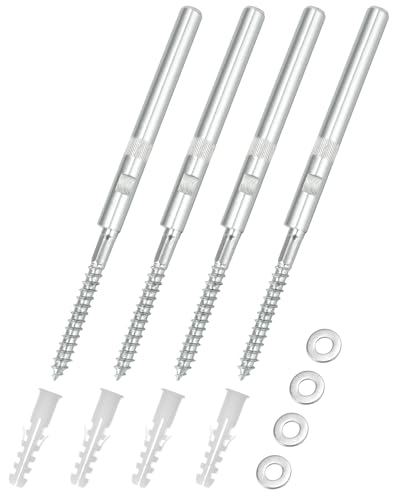 QWORK® 4er-Set Unsichtbar Wandregal Halterung Ø10x100mm, Schwebende Regalhalterung aus Stahl - Tragfähigkeit 18kg - Inklusive Unterlegscheiben und Dübel von QWORK