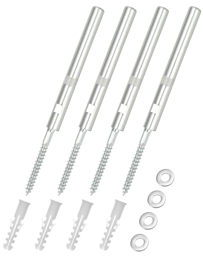 QWORK® 4er-Set Unsichtbar Wandregal Halterung Ø12x120mm, Schwebende Regalhalterung aus Stahl - Tragfähigkeit 20kg - Inklusive Unterlegscheiben und Dübel von QWORK