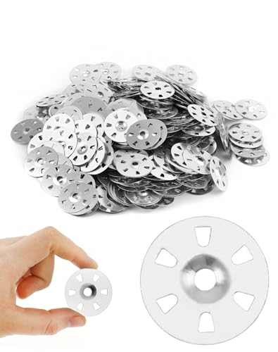 QWORK® 500 Stück/Packung Unterlegscheiben aus Verzinktem Stahl mit 35 mm Durchmesser und Sechs Löchern, Leicht zu Befestigen und Korrosionsbeständig für Dämmplatten, Gipskartonplatten und Fliesen von QWORK