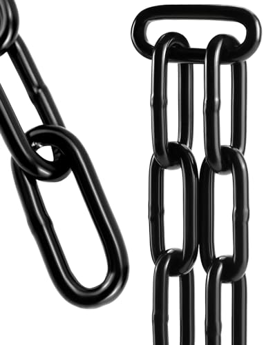 QWORK® 5M Stahl Warnkette, Schwarz Absperrkette aus Ø 5mm Verzinkter Stahl von QWORK