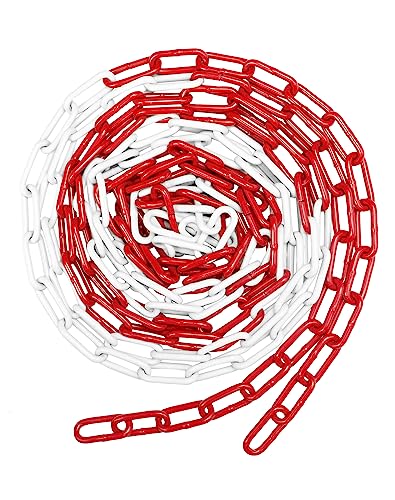 QWORK® 5M Stahl Warnkette, Schwarz Absperrkette aus Ø 5mm Verzinkter Stahl von QWORK