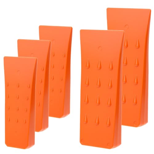 QWORK® 5er Pack Sicherer Spaltkeil 15CM/20CM Kettensägen Fällkeil aus Schlagfest ABS-Kunststoff mit Spikes, in Auffälliger Orange Signalfarbe von QWORK