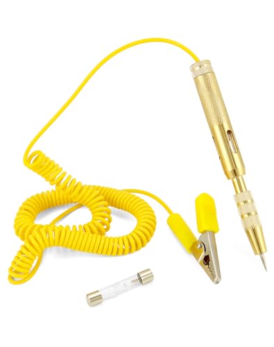 QWORK® 6V12V 24V Auto Spannungsprüfer mit Prüflampe, Stromprüfer KFZ Spannungstester mit Krokodilklemme für Autos und Motorrädern von QWORK