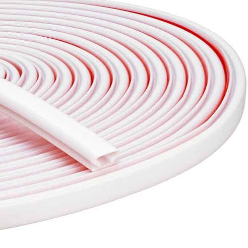 QWORK® 6m Türdichtung Selbstklebend D-Form 10 x 6 mm - Dichtungsband Gummidichtung Wasserdicht Schalldichte Isolierung für Fenster & Türen, Flexibel & Kältebeständig (Weiß) von QWORK
