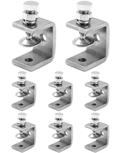 QWORK® 8 Stück 304 Edelstahl C Zwingen, Hochleistungs C Klemme, für Heimwerker Holzbearbeitung, Schweißtischlerei, Silber von QWORK