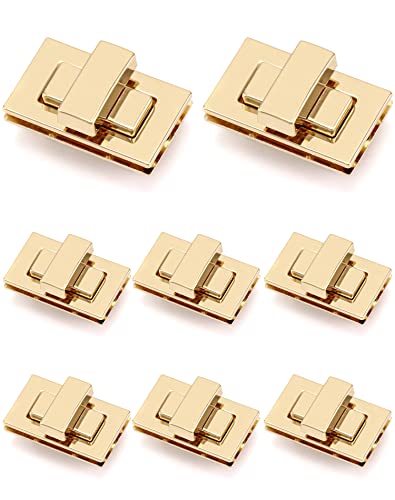 QWORK® 8 Stück Gold Taschenverschluss, Drehverschluss Aluminiumlegierung für Handtaschen Geldbeutel von QWORK