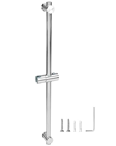 QWORK® 80cm Duschstange mit Flexibler Duschkopfhalterung - Edelstahl SUS 304 - Gebürstetes Finish - Verstellbare Montagesockel von QWORK