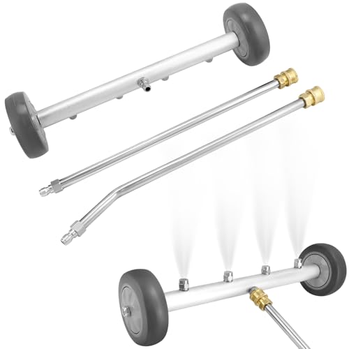 QWORK® Auto Hochdruck Unterbodenreiniger, Unterboden Auto hochdruckreiniger, Wasserbesen mit 2 Stück Verlängerungsstab, 4000 PSI von QWORK