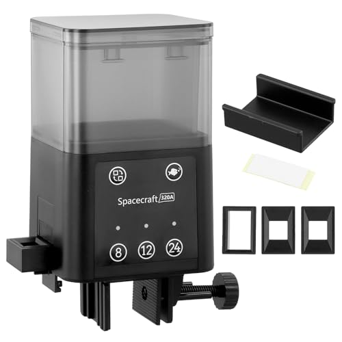 QWORK® Automatischer Fischfutterautomat - 320 ml Fassungsvermögen, 3 Fütterungsmodi (8H, 12H, 24H), Feuchtigkeitsgeschütztes Design - für Aquarium und Teich von QWORK