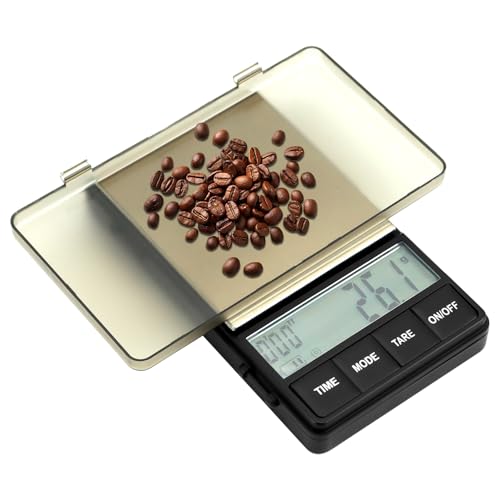 QWORK® Digitalwaage 1000 g/0.1 g, Kaffeewaage für Espresso mit Timer, mit LCD-Display, tragbare Präzisionswaage, Batterien nicht im Lieferumfang enthalten von QWORK