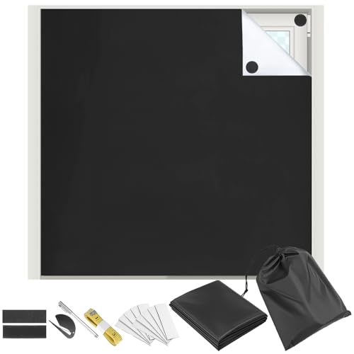 QWORK® Fenster Verdunklungsrollo 200x145cm, 420D Verdunklungsrollo ohne Bohren, für Zimmer, Büro, Auto von QWORK