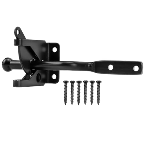QWORK® Gartentor Riegel, Gartentorverschluss, für Zaun Gartentor, Holztore, Hühnerstalltore, mit Schrauben, Schwarz von QWORK