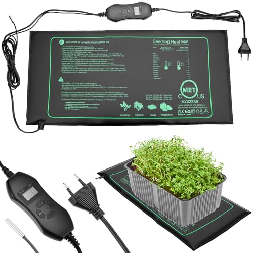 QWORK® Heizmatte mit Thermostat, Pflanzen Heizmatte, 50w 20℃~45℃ Temperaturbereich Heizmatte für Zimmergewächshaus, Terrarium, Aquarium, Reptil von QWORK