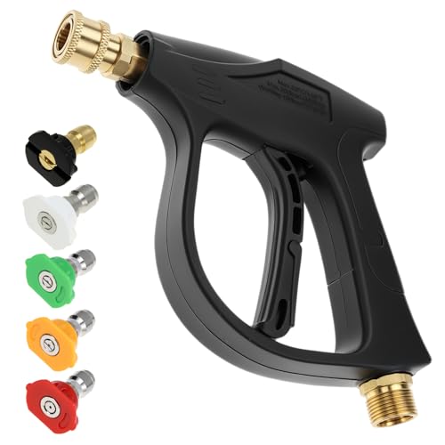 QWORK® Hochdruckreiniger Pistole M22(14 mm) mit 5 Spritzdüsen, für Böden,Wände und Autos von QWORK